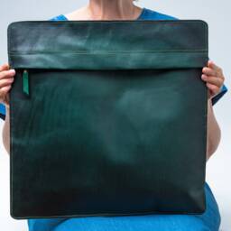 Green Leather Pillow Cover - thumbnail 2
