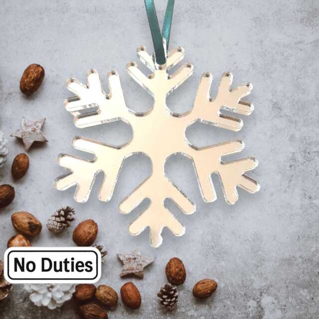 Round Ice Snowflake Christmas Tree Decorations, Custom Colours & Woods, Bespoke Shapes & Sizes Made - image 1