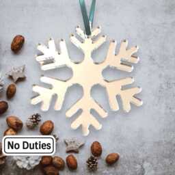 Round Ice Snowflake Christmas Tree Decorations, Custom Colours & Woods, Bespoke Shapes & Sizes Made - thumbnail 1