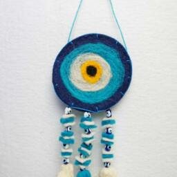 Evil Eye, Eye Good Luck Charm, Felt Wall Hanging, Nazar Boncuk, Talisman Decor, Turkish - thumbnail 2