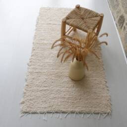 Medium Beige Rug 70x140 cm, Cream Cotton Rug, Bathroom Kitchen Bedroom Rustic Tapis Beige, Beiger Teppich - thumbnail 3