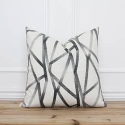 Black Line Geometric Pillow Cover Modern Throw Farmhouse Traditional Handmade - London - thumbnail 1