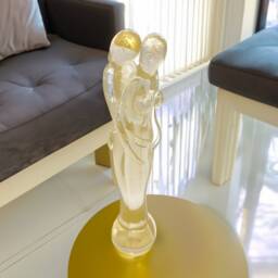 Murano Glass Love Sculpture Gold & Crystal Blown Art - thumbnail 2