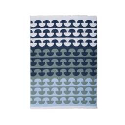 Recycled Cotton Kilim Rug - Reversible Indigo Blue Wave Design - thumbnail 3