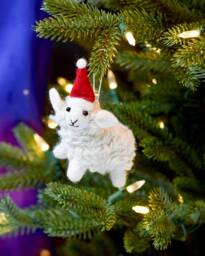 Felt White Sheep Christmas Ornament, Handmade Hanging, Where Is The Green Sheep? Bookish Play