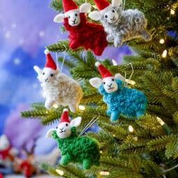 Felt White Sheep Christmas Ornament, Handmade Hanging, Where Is The Green Sheep? Bookish Play - thumbnail 4
