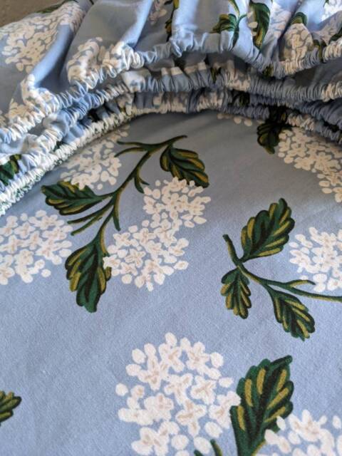 Rifle Paper Co. Hydrangea Baby Crib Sheet Blue Floral Fitted Sheet - image 1