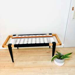 Hand-Woven Entryway Bench Mcm Style End Of Bed & Mudroom Seating - Custom-Made, Multiple Sizes - thumbnail 4