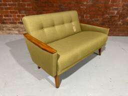 Danish Vintage Inspired Mid Century 50S 2 Seater Model 55 Cocktail Sofa Settee in Olive