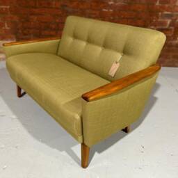 Danish Vintage Inspired Mid Century 50S 2 Seater Model 55 Cocktail Sofa Settee in Olive - thumbnail 4