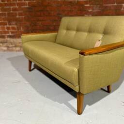 Danish Vintage Inspired Mid Century 50S 2 Seater Model 55 Cocktail Sofa Settee in Olive - thumbnail 3