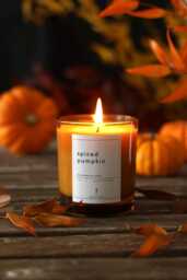 Spiced Pumpkin Soy Wax Candle Vegan Pumpkin Decor Halloween Gift For Her Spice Fall Home Cinnamon