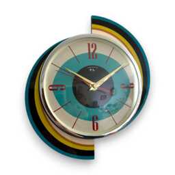 Royalexe Turquoise Wall Clock Mid-Century Atomic Jetsons Style - thumbnail 1