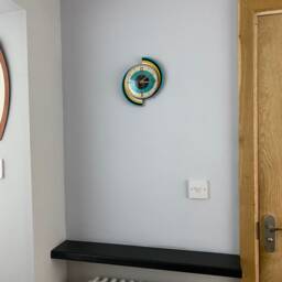Royalexe Turquoise Wall Clock Mid-Century Atomic Jetsons Style - thumbnail 4