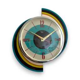 Royalexe Turquoise Wall Clock Mid-Century Atomic Jetsons Style - thumbnail 2