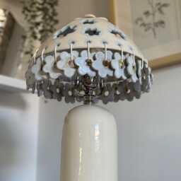 Reserved Handmade Ceramic Table Lamp - Boho Flower Cutout Bedside Light