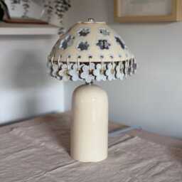Handmade Ceramic Table Lamp - Boho Flower Cutout Bedside Light - thumbnail 3
