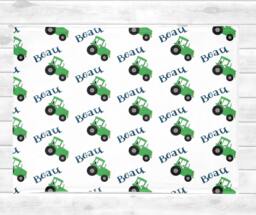 Personalized Tractor Baby Blanket Boy/Custom Farm Name Monogrammed Shower Gift Receiving Blanket Swaddle