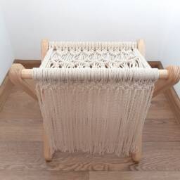 Macrame Folding Chair Foldable Seat Portable Stool Baby Room Boho Home Decor Bohemian Furniture Camp-Chair Stool For Picnic/Outing - thumbnail 3