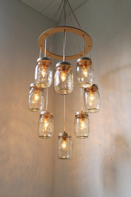 Heart Shaped Mason Jar Chandelier - Romantic Country Wedding Hanging Lighting Fixture Rustic Modern Industrial Bootsngus Lamp Design - image 1