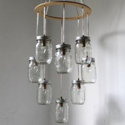 Heart Shaped Mason Jar Chandelier - Romantic Country Wedding Hanging Lighting Fixture Rustic Modern Industrial Bootsngus Lamp Design - thumbnail 3
