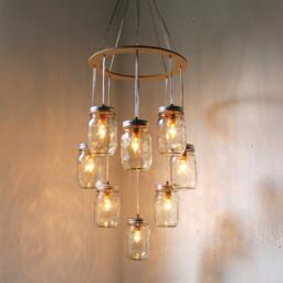 Heart Shaped Mason Jar Chandelier - Romantic Country Wedding Hanging Lighting Fixture Rustic Modern Industrial Bootsngus Lamp Design - thumbnail 4