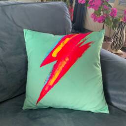 Lightning Bolt Velvet Cushion Cover Glam Rock Decor - thumbnail 1