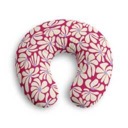 Pink Floral Pattern Nursing Pillow Cover - White Retro Flowers - thumbnail 2