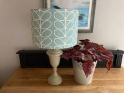 Linear Stem Zigguart Soft Duck Egg Luxury Lampshade. Bespoke. Handmade Table Or Pendant Shades in 20cm, 30cm Or 40cm - thumbnail 1