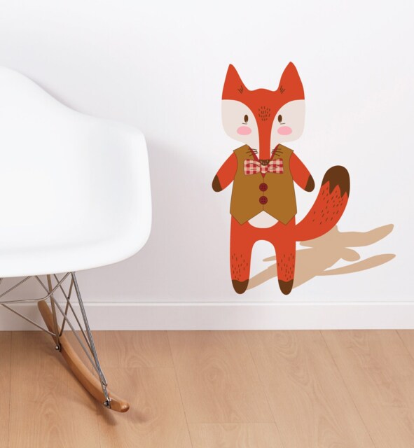 Happy Fox Wall Sticker Decal - Kids Stickers, Animals Childrens Decals, Art, Room, Girl, Boy - image 1