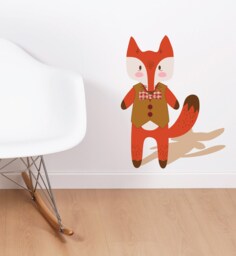 Happy Fox Wall Sticker Decal - Kids Stickers, Animals Childrens Decals, Art, Room, Girl, Boy - thumbnail 1