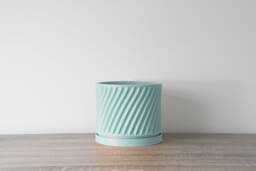 "Penelope Planter With Drainage & Saucer in Cotton Candy Blue, Unique 3D-Printed Plant Pot, Small To Large Sizes 4"" 5"" 6"" 7"" 8"