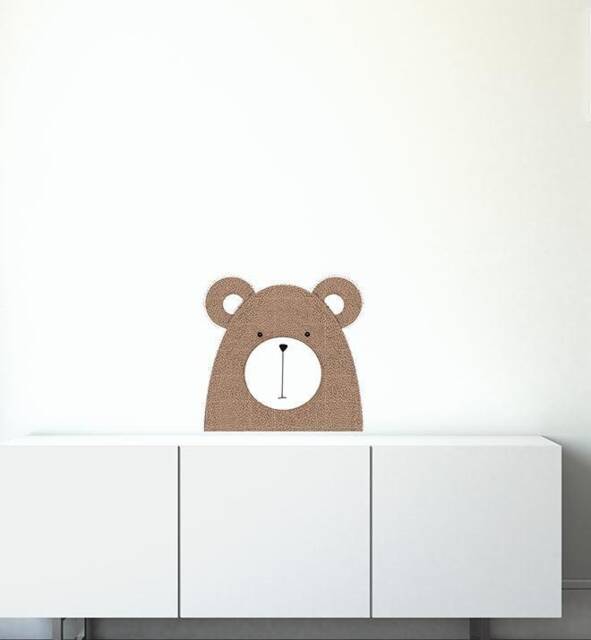 Fuzzy Bear Face Wall Sticker Decal - Kids Stickers, Animals Childrens Decals, Art, Room, Girl, Boy