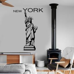 Wall Vinyl Decal Travel Quotes New York City Statue Of Liberty Sketch Retro Modern Home Decor - #1220Dz - thumbnail 2
