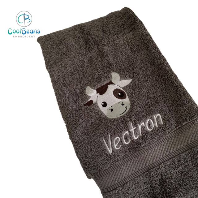 Cow Towel - Personalised Face Cloth/Hand Bath = Embroidered - image 1