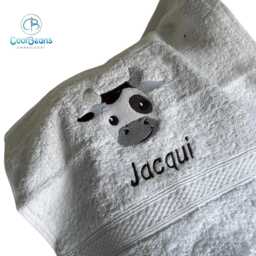 Cow Towel - Personalised Face Cloth/Hand Bath = Embroidered - thumbnail 3