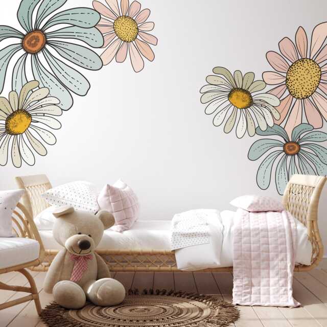 Large Daisy Wall Stickers For Nursery Bedroom Decoration - Peel & Stick Floral Flower Decals By Dizzy Duck - image 1