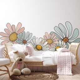 Large Daisy Wall Stickers For Nursery Bedroom Decoration - Peel & Stick Floral Flower Decals By Dizzy Duck - thumbnail 2