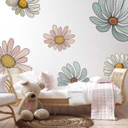 Large Daisy Wall Stickers For Nursery Bedroom Decoration - Peel & Stick Floral Flower Decals By Dizzy Duck - thumbnail 3