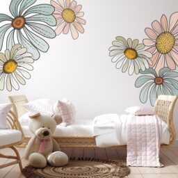 Large Daisy Wall Stickers For Nursery Bedroom Decoration - Peel & Stick Floral Flower Decals By Dizzy Duck - thumbnail 1