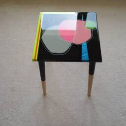 Asymmetric Resin Side Table Multicolored Epoxy Art - Handmade - thumbnail 2