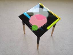 Asymmetric Resin Side Table Multicolored Epoxy Art - Handmade - thumbnail 1