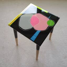 Asymmetric Resin Side Table Multicolored Epoxy Art - Handmade - thumbnail 3