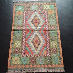 Kilim Rug Classic, Handmade Artisan Afghan Turkish Aztec Geometric Wool 149x98 cm - thumbnail 1