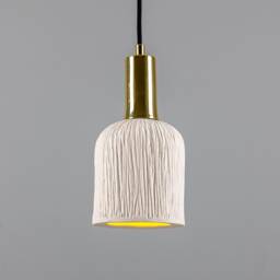 Osier Organic Ceramic Pendant Light Matte White Striped 10