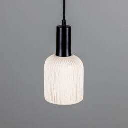 Osier Organic Ceramic Pendant Light Matte White Striped 10 - thumbnail 4