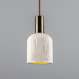 Osier Organic Ceramic Pendant Light Matte White Striped 10 - thumbnail 3