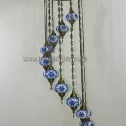 Turkish Mosaic Water Drop Chandelier - 11 Large Globe Ottoman Ceiling Lamp - H11 - thumbnail 2