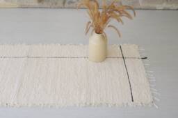 Runner Rug 150 cm Cream Rug, Kitchen Washable, Beige Cotton Shower Bathroom Bedroom Entryway Unique - thumbnail 1