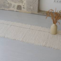 Runner Rug 150 cm Cream Rug, Kitchen Washable, Beige Cotton Shower Bathroom Bedroom Entryway Unique - thumbnail 3
